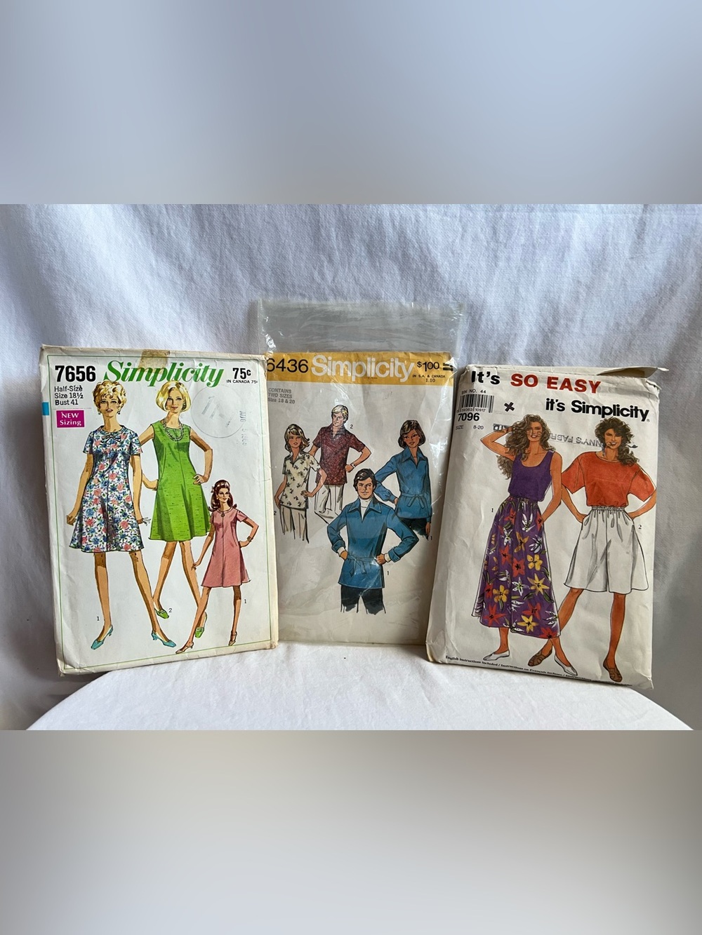 Vintage Simplicity Sewing Pattern Lot 3 Dress Blouse Skirt